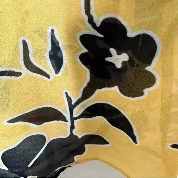 Kimono Sheer  Floral Yellow & Black Size MED/L - Picture 12 of 16